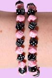 black-pink dices necklace