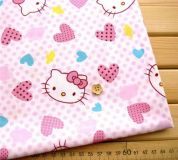 pink kawaii fabric with Hello Kitty heads half yard