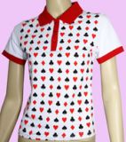 white-red poker checker heart polo shirt size S