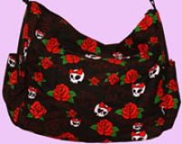 black Canvas bag with skulls & roses