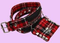 Kilt checker skull belt 115cm