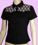 black-white skulls blouse shirt size M