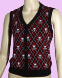 black-red vest with skulls & checker size L