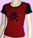 black-red stripes skull T-shirt size S