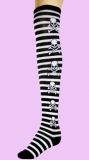white-black stripes skull Overknees Socks