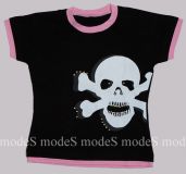 black-pink-white rivets skull T-shirt size S
