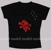 black-red T-shirt with big skull size S