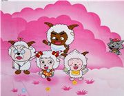 weiss-rosa Sch�fchen Familie Stoff Japan 0,5m