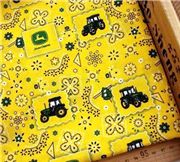 gelber Traktor Stoff mit Blumen John Deere 0,5m