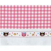 Animals pink checker Kokka fabric Japan kawaii 0.5m