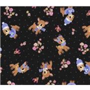 cute Bambi Kokka Fabric from Japan black LIMITED