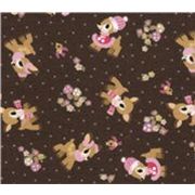 cute baby deer Kokka Fabric from Japan dark-brown LIMITED