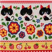 black cat Kokka Fabric from Japan kawaii half yard