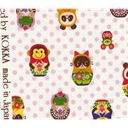 Matryoshka Animals white Kokka Fabric Japan kawaii half yard