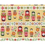 Matryoshka yellow Kokka Fabric Japan kawaii half yard