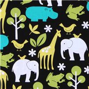 Michael Miller black fabric Zoology zoo animals