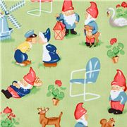 Michael Miller fabric Lawn Art cute gnomes