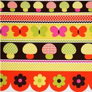 Michael Miller fabric Spice Mushroom Border toadstool