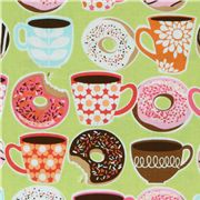 Michael Miller fabric Yummy donuts coffee cups