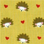 Michael Miller fabric olive Hedgehog Heaven hearts