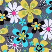 Michael Miller gray fabric Far Out Floral flowers