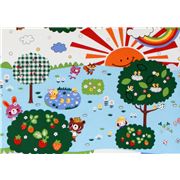 Park Bear Kokka Fabric blue from Japan kawaii 0.5m