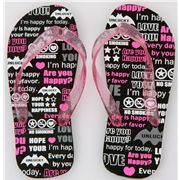 Q-Lia flip-flop children sandals black-pink kawaii