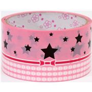 big pink stars Deco Tape with polka dots