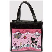 black kitty lunch bag with glitter
