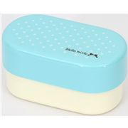 blue Bento Box Polka Dots with ribbon Lunch Box cute