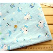 blue Hello Kitty Fabric with pink hearts kawaii 0.5m