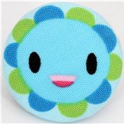 blue laughing flower fabric button Robert Kaufman