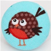 blue robin button Michael Miller fabric button