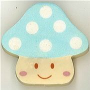 blue toadstool mushroom eraser with glitter cute kawaii