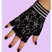 black fingerless gloves with stars
