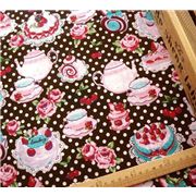 brauner T�rtchen Stoff Kuchen Rosen Kirsche 0,5m