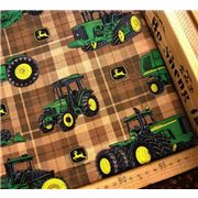 brauner Traktor Stoff kariert John Deere 0,5m
