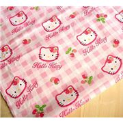 checkered Hello Kitty heads fabric strawberry half yard