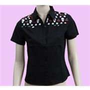 black skull cherry blouse shirt size S
