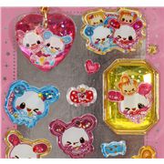 crystal glitter sticker bunny cats with necklace