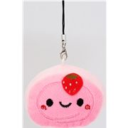 cute Strawberry cake roll plush cellphone charm