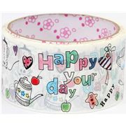 cute big white Deco Tape Happy Day kawaii