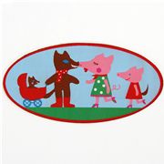 s�sses grosses Webetikett Schwein Wolf Familie
