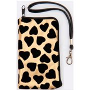 cute leo heart velvet cellphone case gold