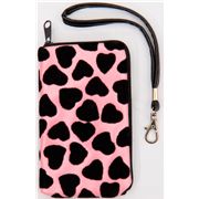 cute leo heart velvet cellphone case pink