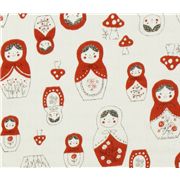 cute matryoshka mushroom Kokka gauze fabric from Japan