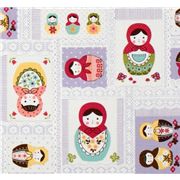 cute matryoshka purple Kokka canvas fabric from Japan