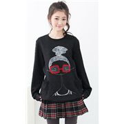 s�sser Nerd Pullover M�dchen mit roter Brille schwarz