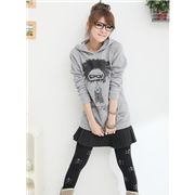 s�sser Nerd Pullover Hoodie M�dchen mit Brille grau