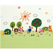 cute park animals green Kokka Fabric from Japan kawaii